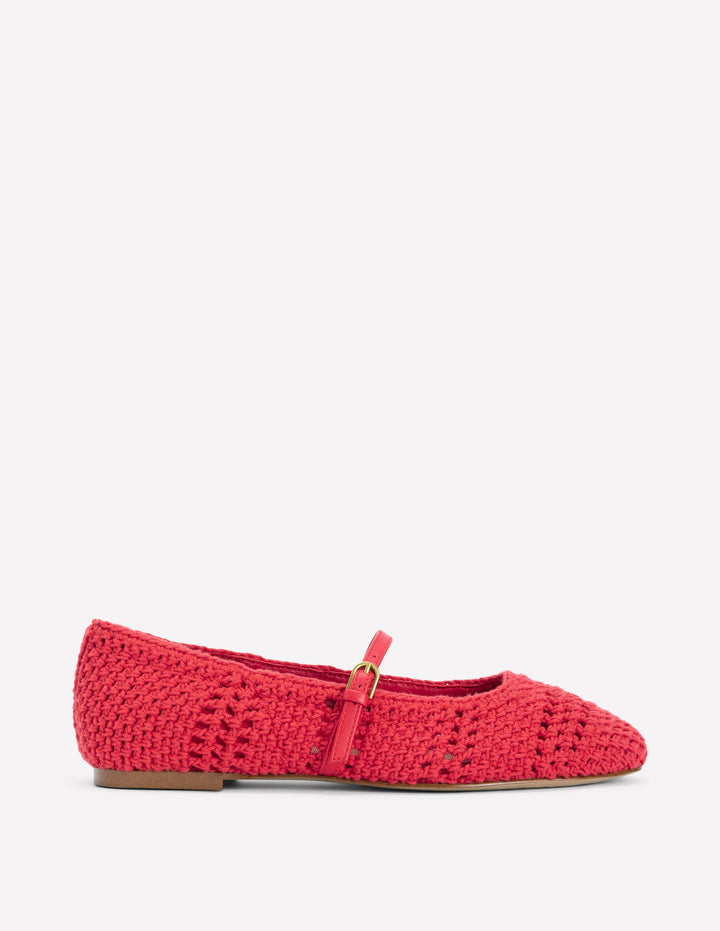 Crochet Mary Jane Flats-Post box Red