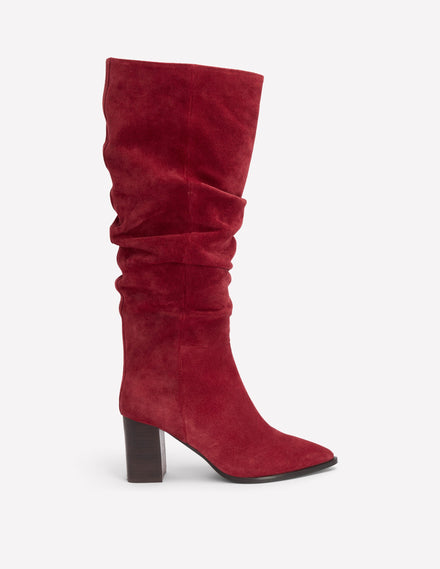 Vera Block Heel Point Boots-Red