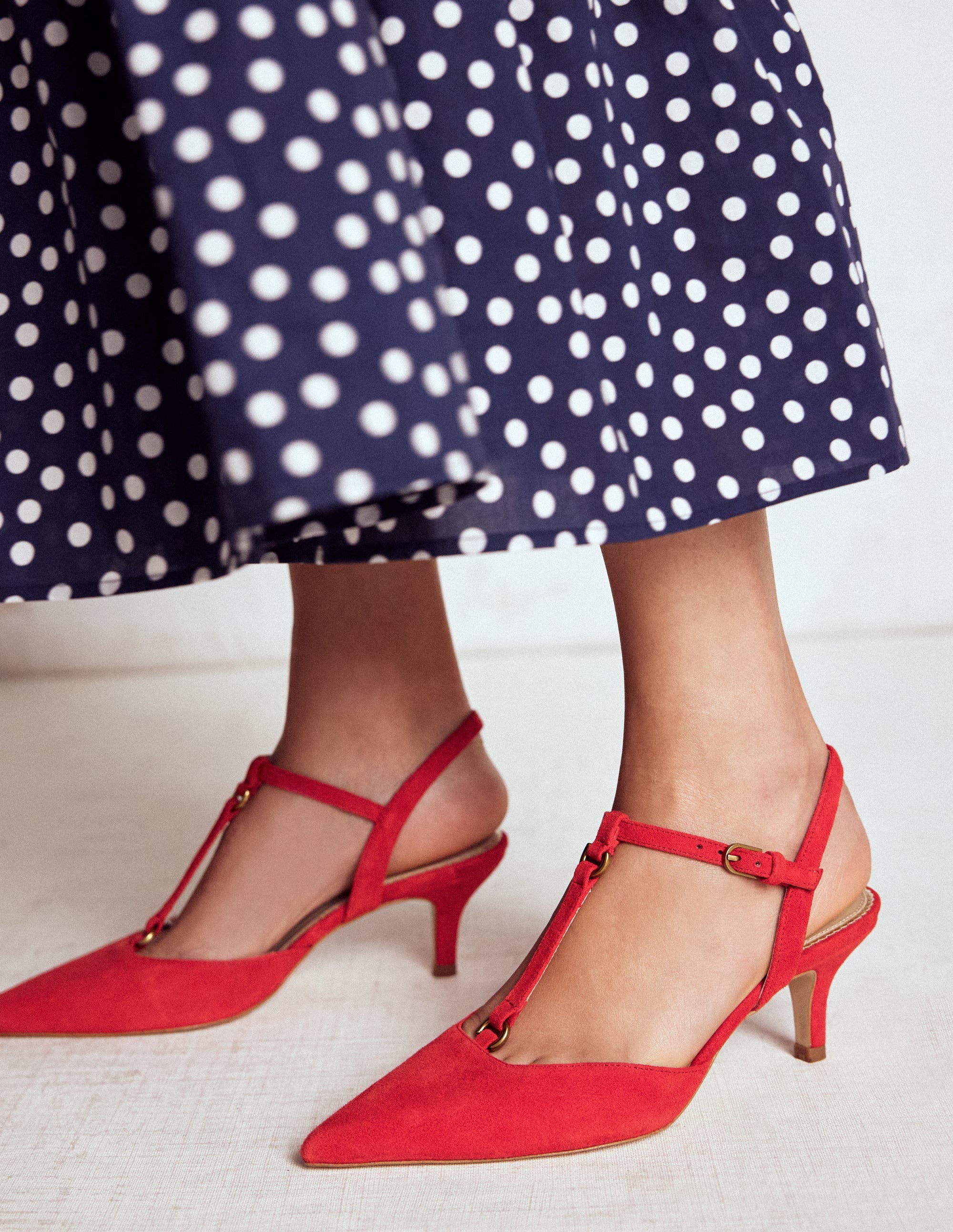 T-Bar Point Heels-Post Box Red - Image 2