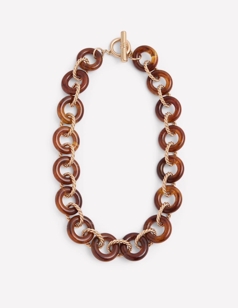 Chunky Resin Chain Necklace-Brown - Image 1