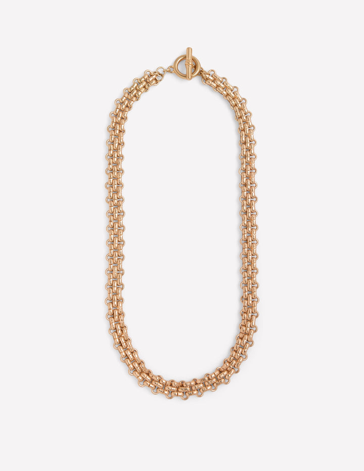 Woven Chain Necklace-Gold Colour