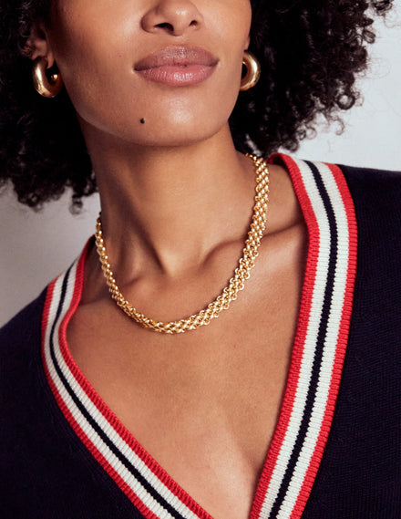 Woven Chain Necklace-Gold