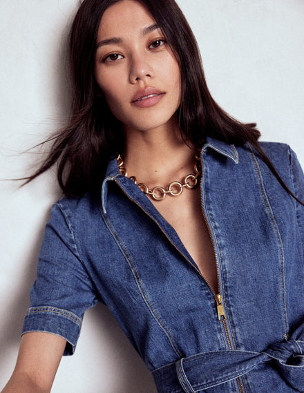 Twist Link Necklace-Gold