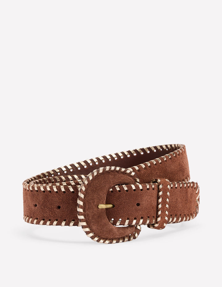 Covered Whipstitch Belt-Tan