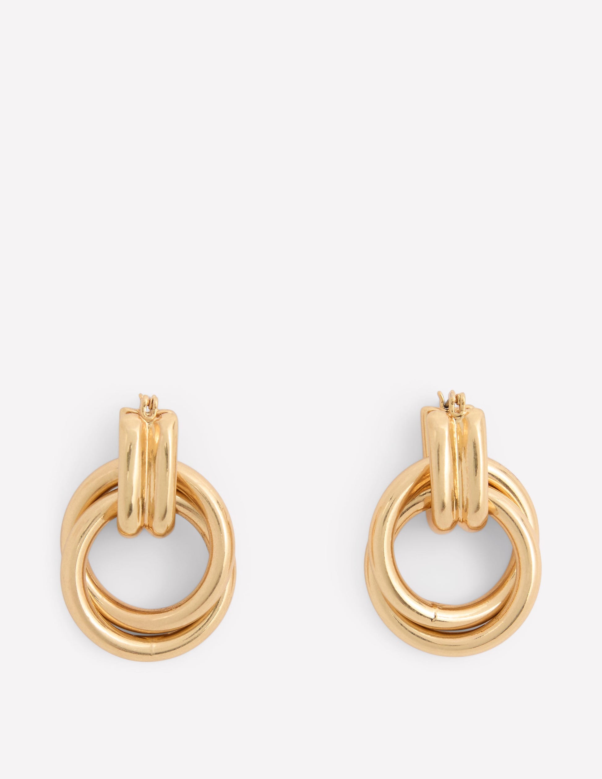 Double Twist Earrings-Gold Colour-1