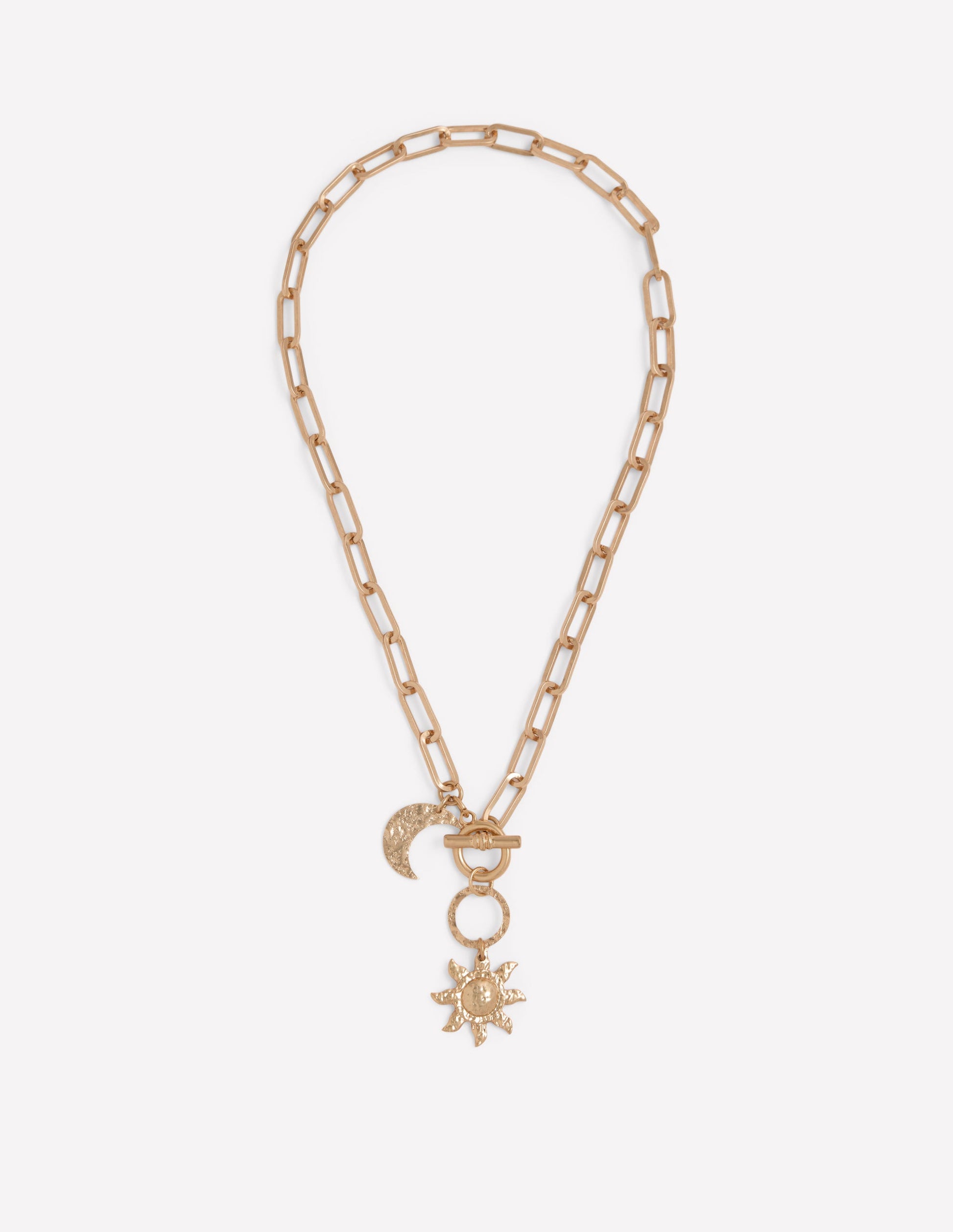 Hammered Motif Necklace-Gold-1