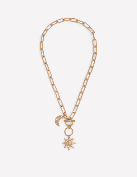 Hammered Motif Necklace-Gold