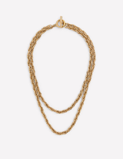 Vintage Twist Layer Necklace-Gold Metallic-1