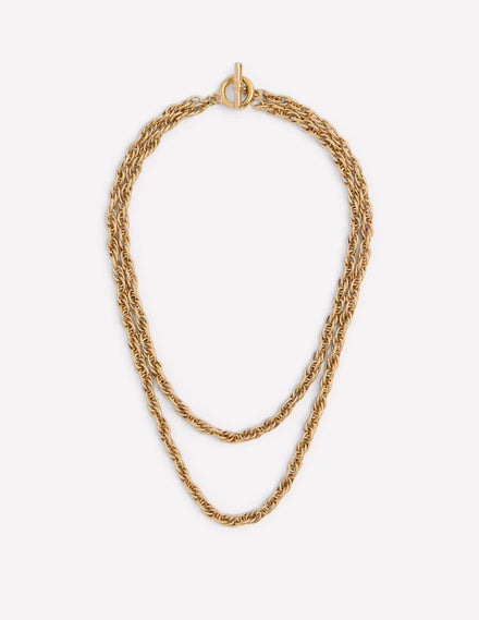 Vintage Twist Layer Necklace-Gold Metallic