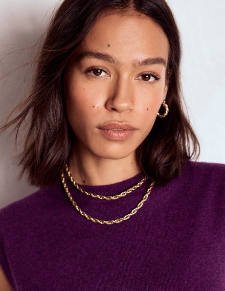 Vintage Twist Layer Necklace-Gold Metallic