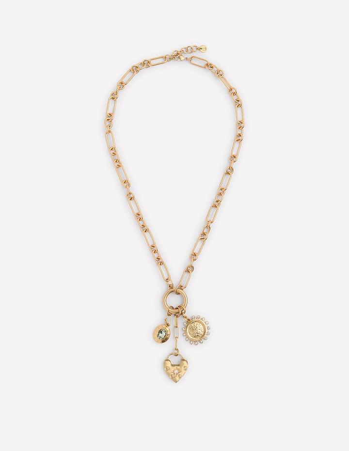 Chain Charm Necklace-Gold Colour