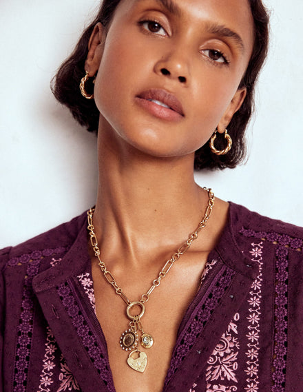 Chain Charm Necklace-Gold