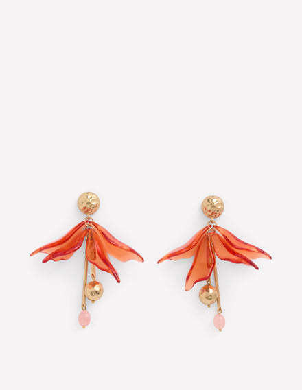 Flower Resin Earrings-Orange