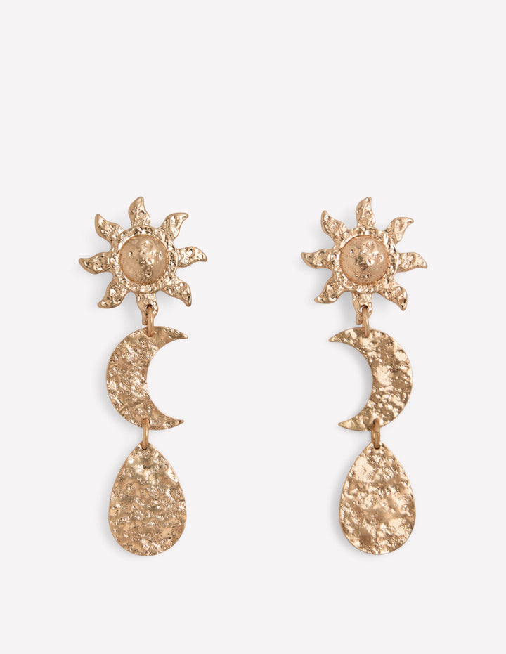 Hammered Motif Earrings-Gold Colour