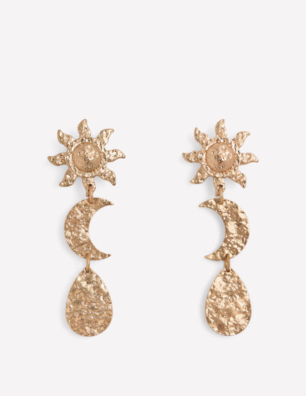 Hammered Motif Earrings-Gold