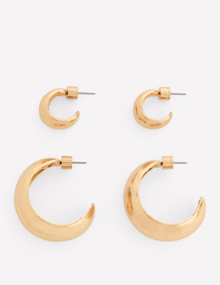 Smooth Dome 2-Pack Earrings-Gold Metallic