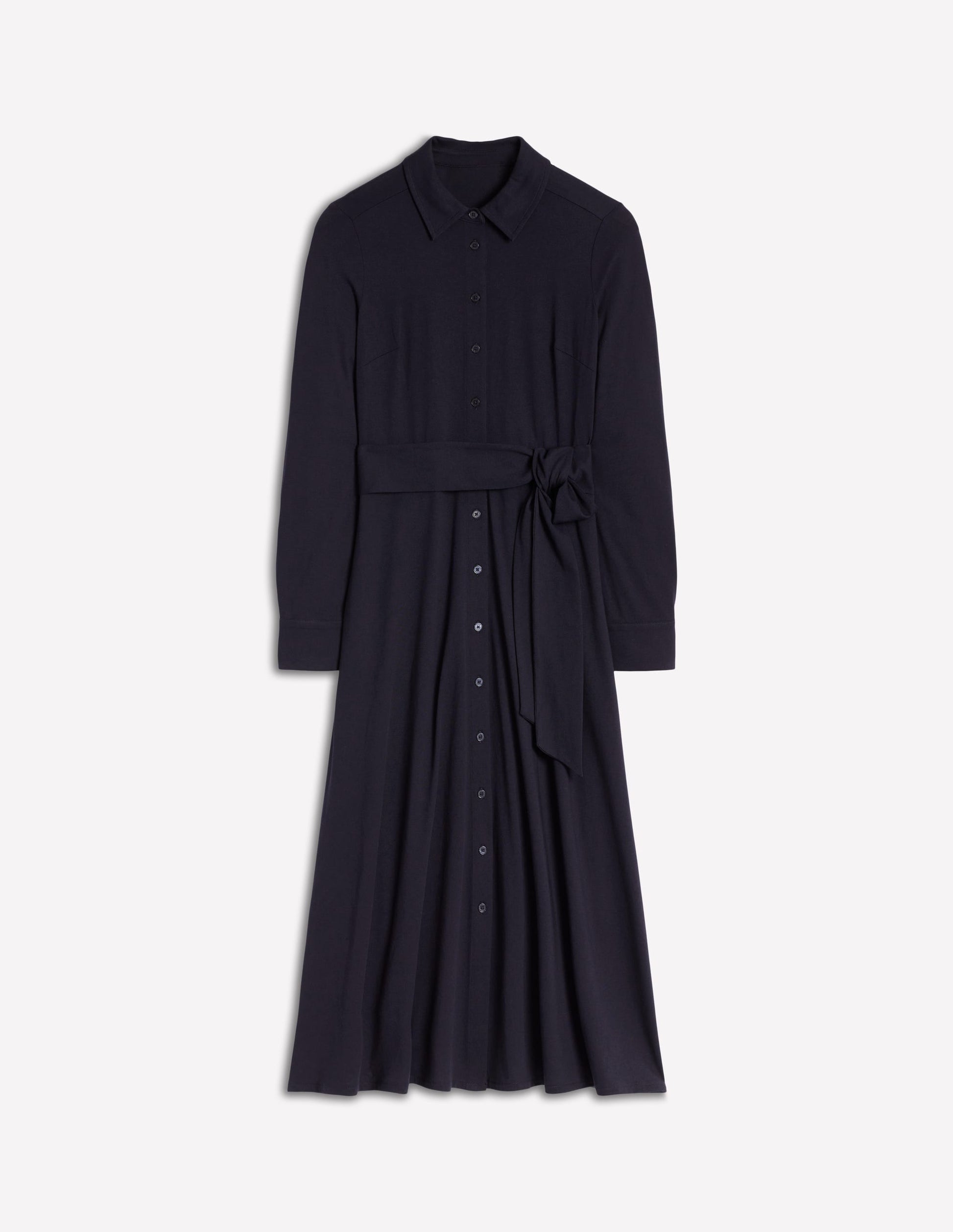Marcia Jersey Shirt Dress-Navy-6