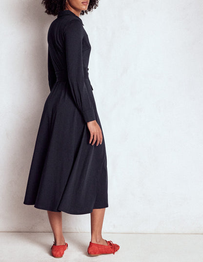 Marcia Jersey Shirt Dress-Navy-3