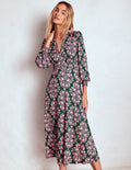 Georgia Jersey Midi Dress-Green, Ornamental Lattice