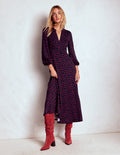 Georgia Jersey Midi Dress-French Navy, Painted Dot