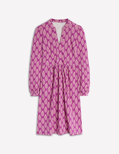Naomi Relaxed Jersey Dress-Purple, Wildflower Bouquet-6