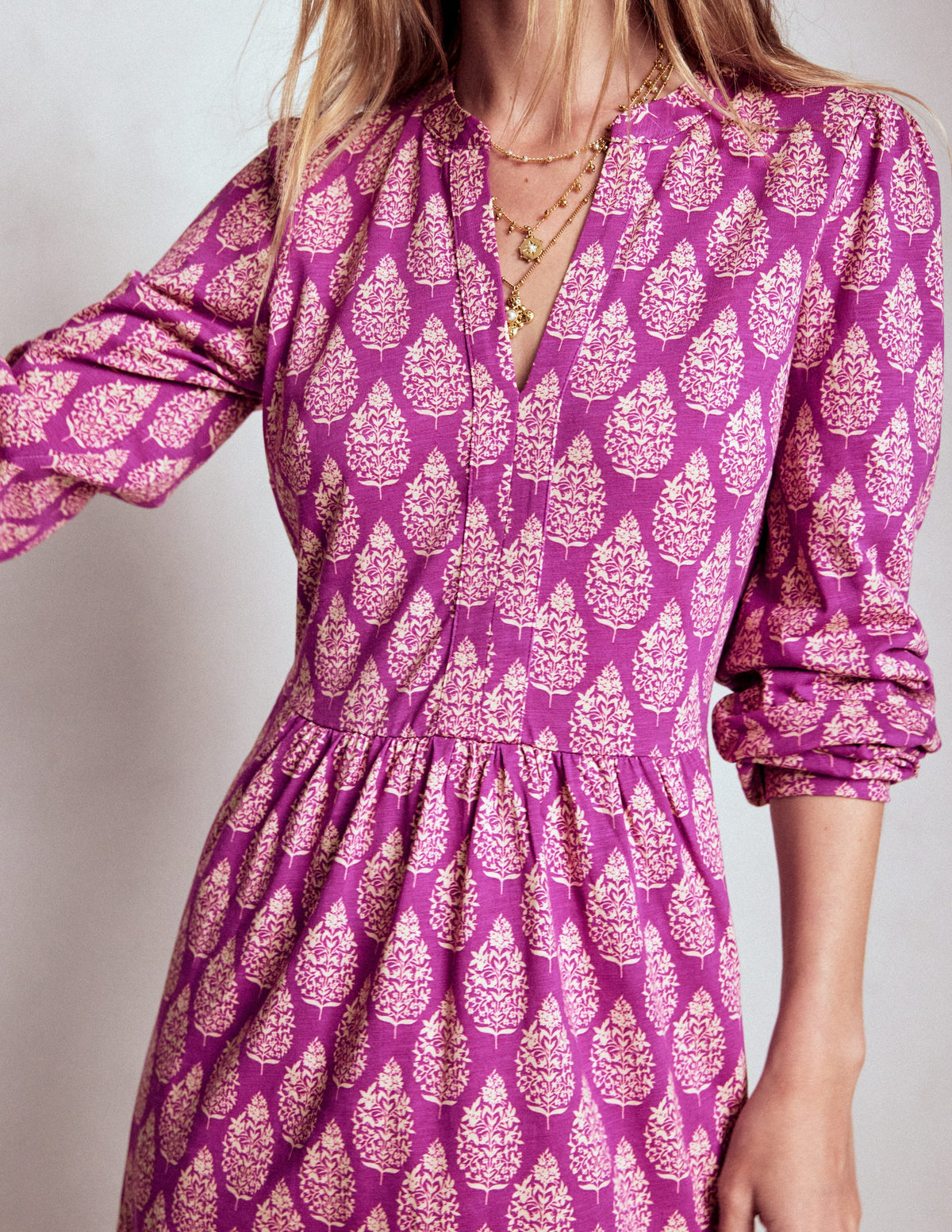 Naomi Relaxed Jersey Dress-Purple, Wildflower Bouquet - Image 2