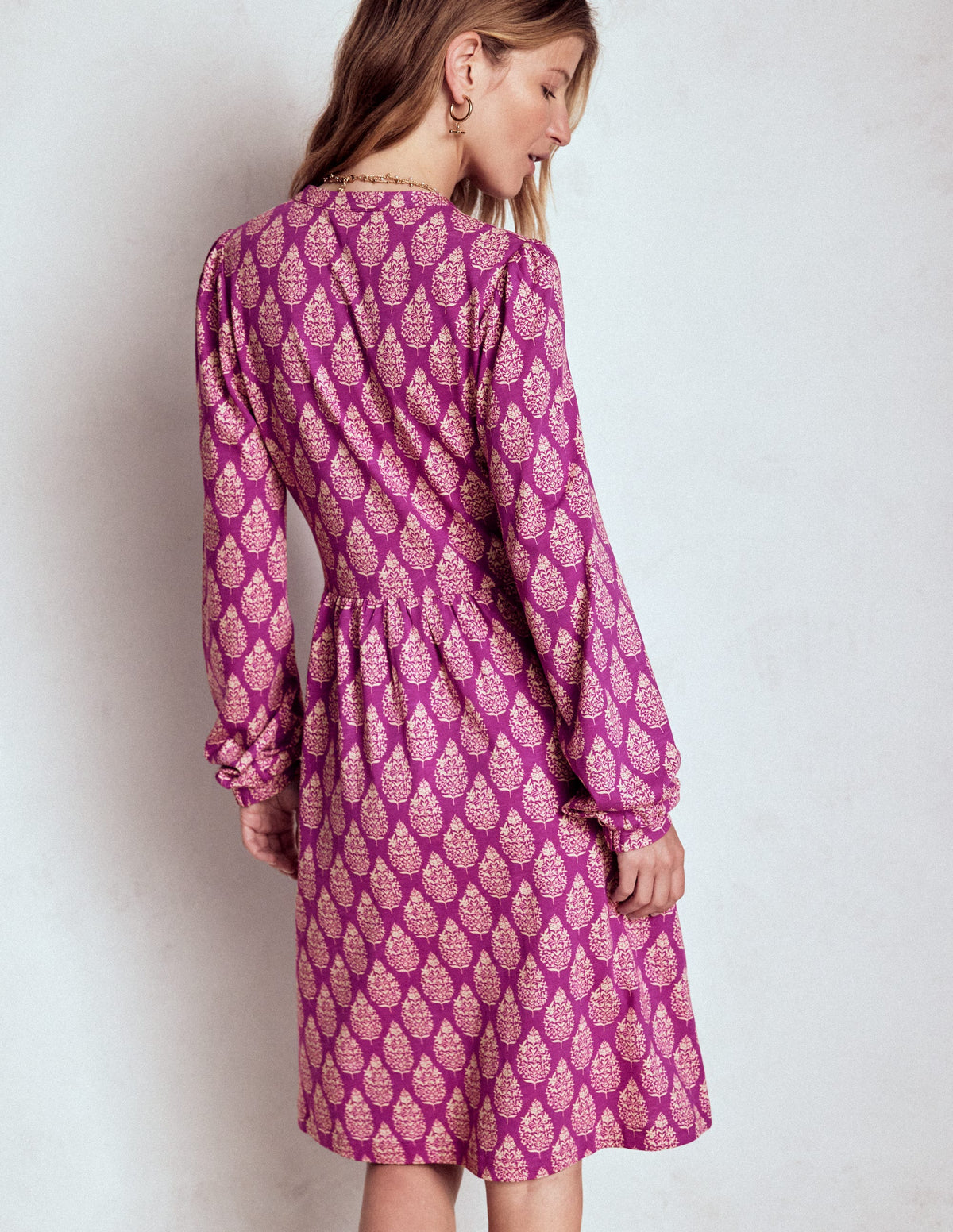 Naomi Relaxed Jersey Dress-Purple, Wildflower Bouquet - Image 3
