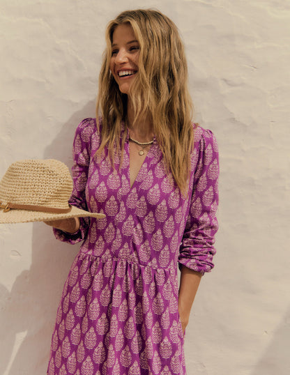 Naomi Relaxed Jersey Dress-Purple, Wildflower Bouquet-2