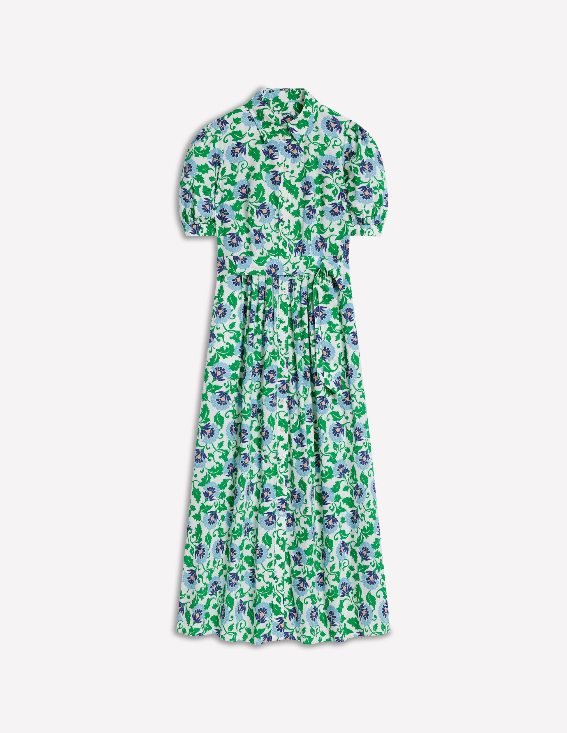Alexa Maxi Shirt Dress-Rich Emerald, Ornate Vine-7