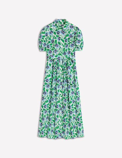 Alexa Maxi Shirt Dress-Rich Emerald, Ornate Vine-7