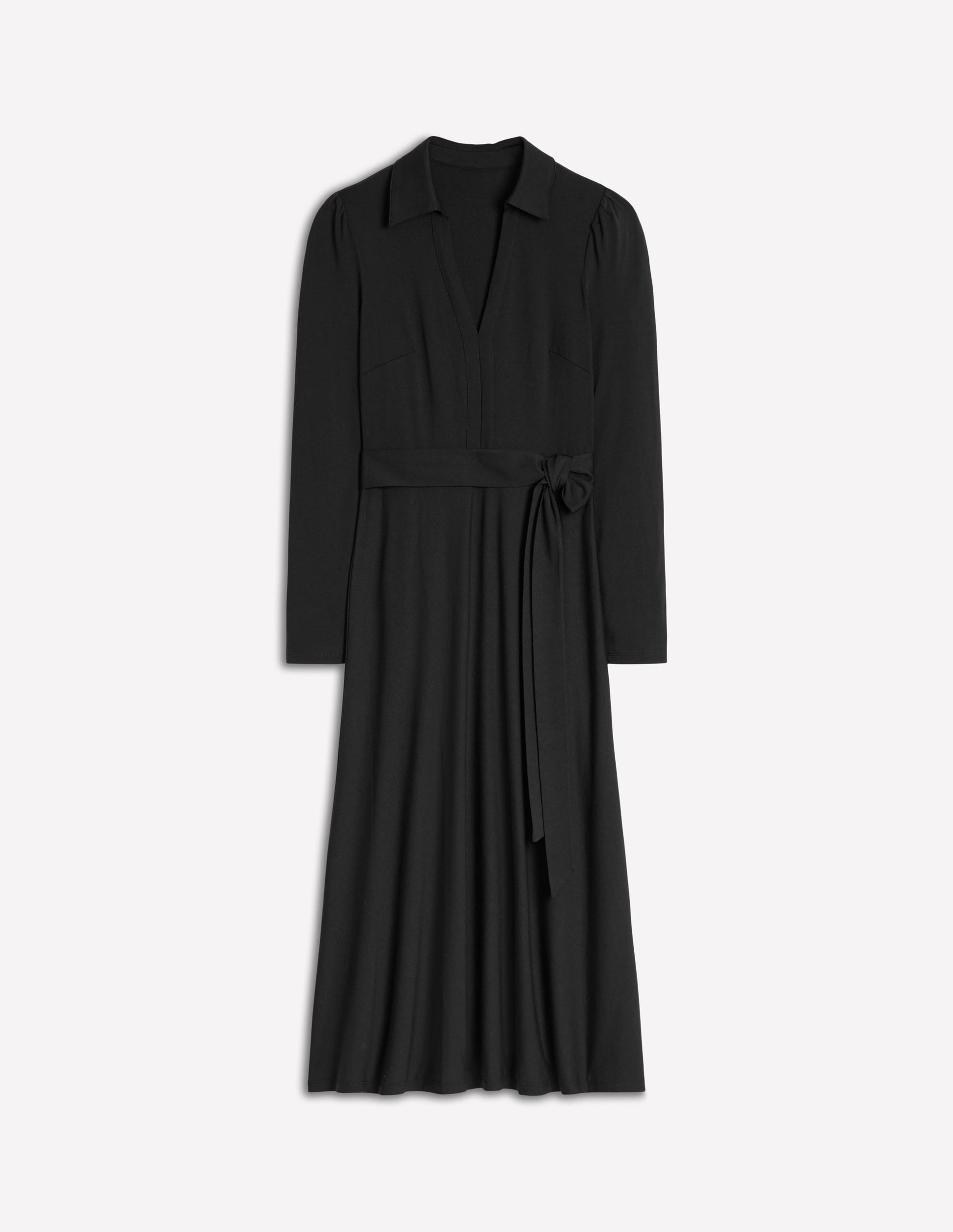 Imogen Collared Jersey Dress-Black-5