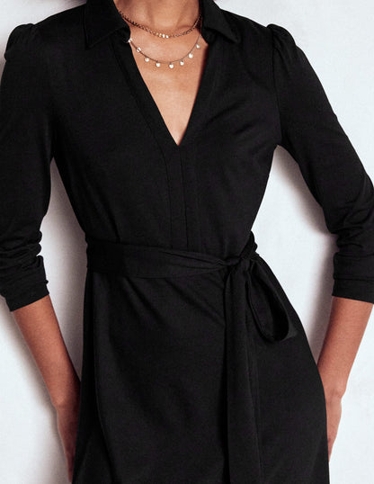 Imogen Collared Jersey Dress-Black-2