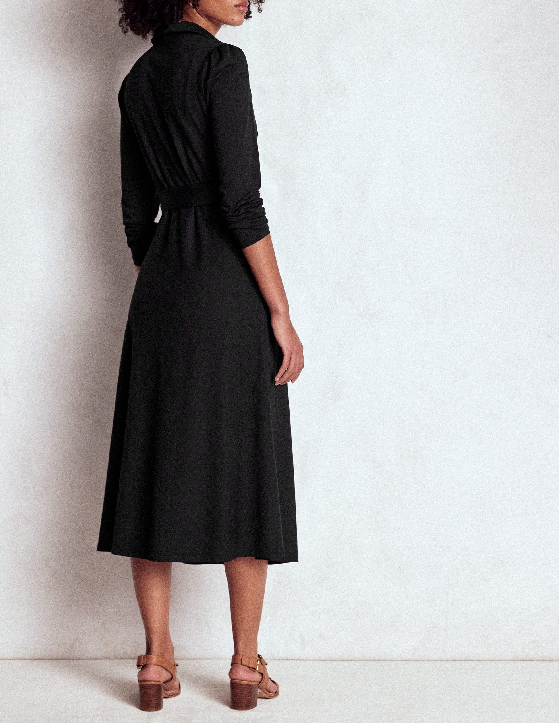 Imogen Collared Jersey Dress-Black-3