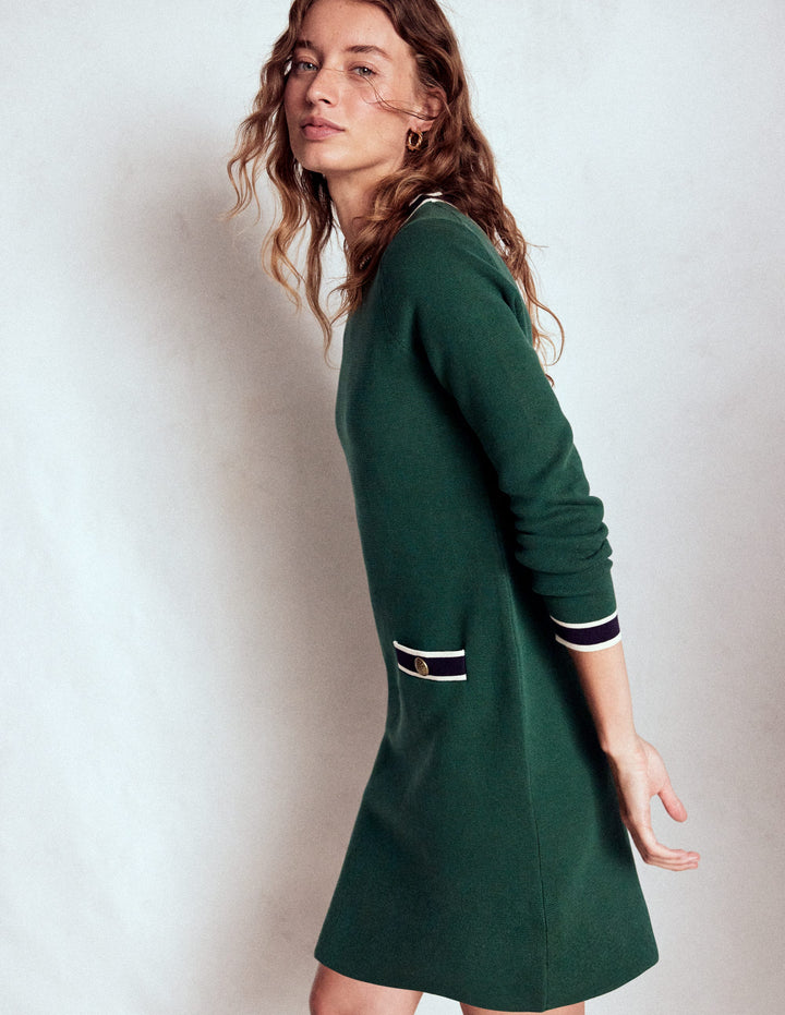 Holly Knitted Shift Dress-Emerald Night