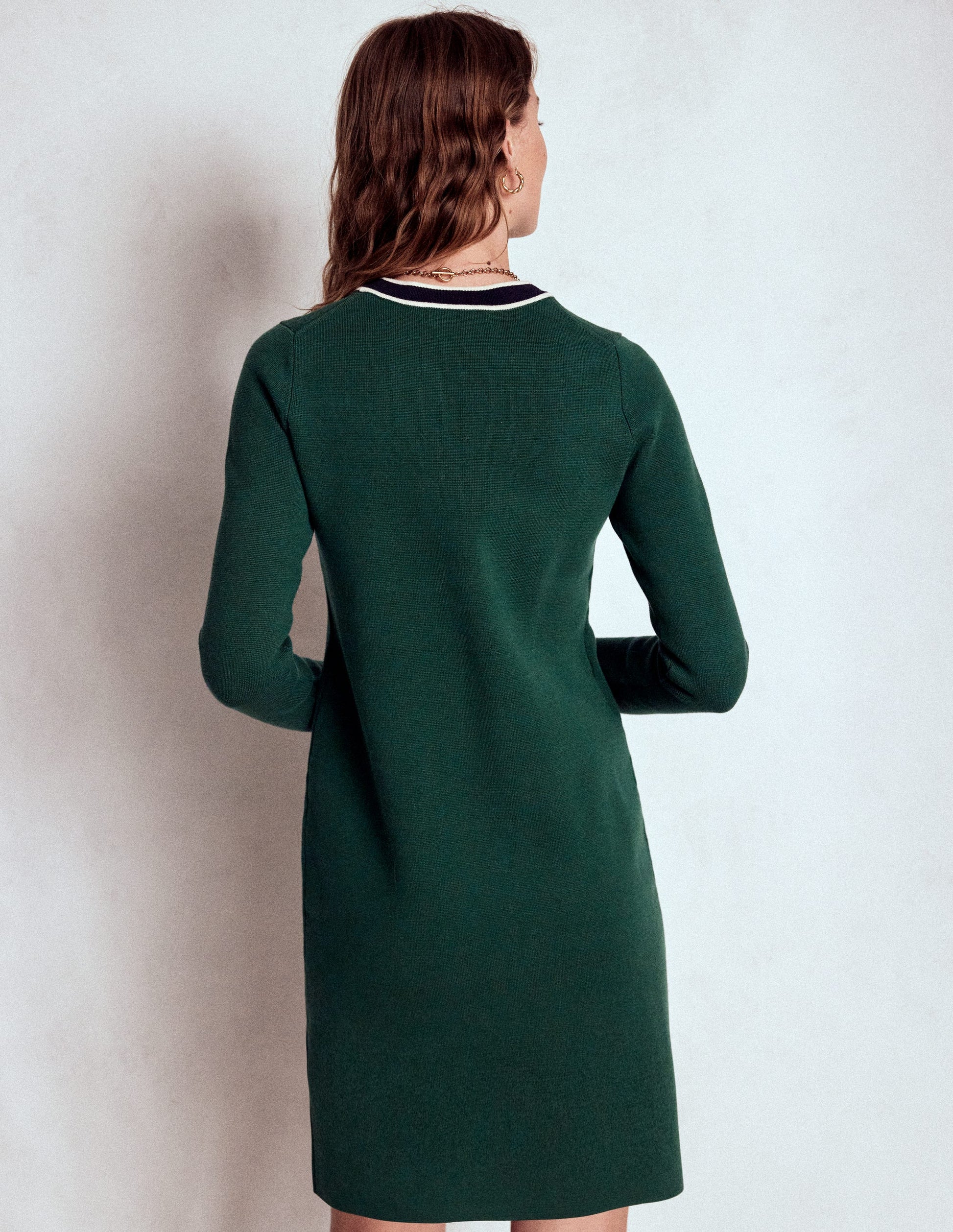 Holly Knitted Shift Dress-Emerald Night-3