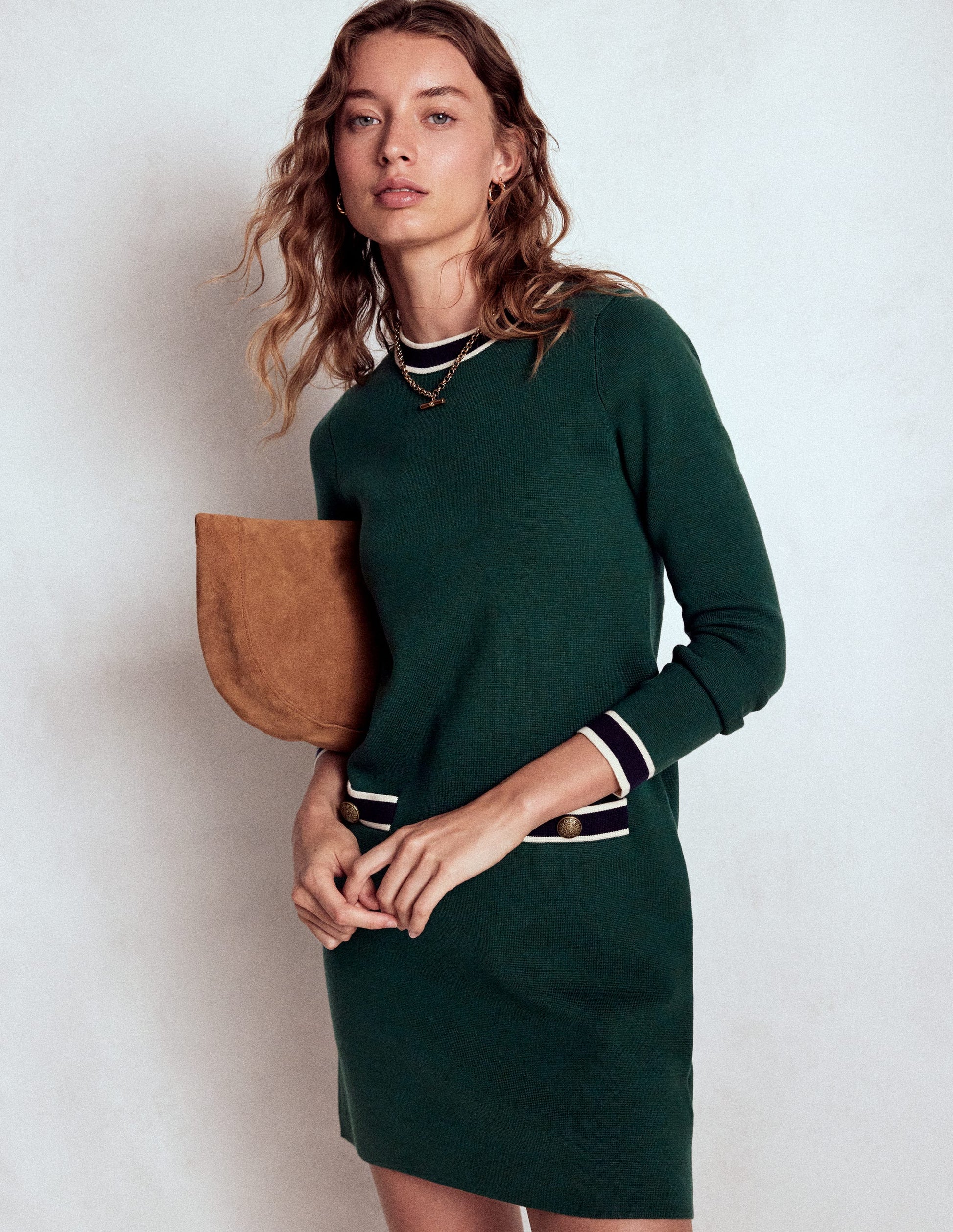 Holly Knitted Shift Dress-Emerald Night-5