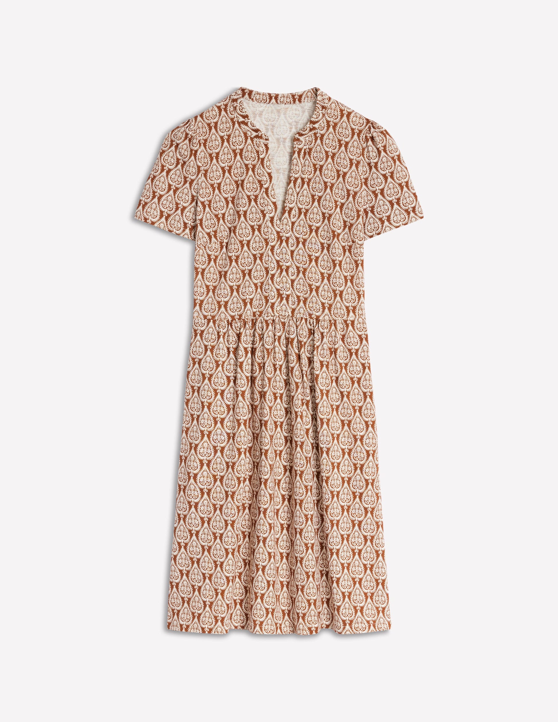 Naomi Short Sleeve Dress-Cognac, Ornate Geo-5