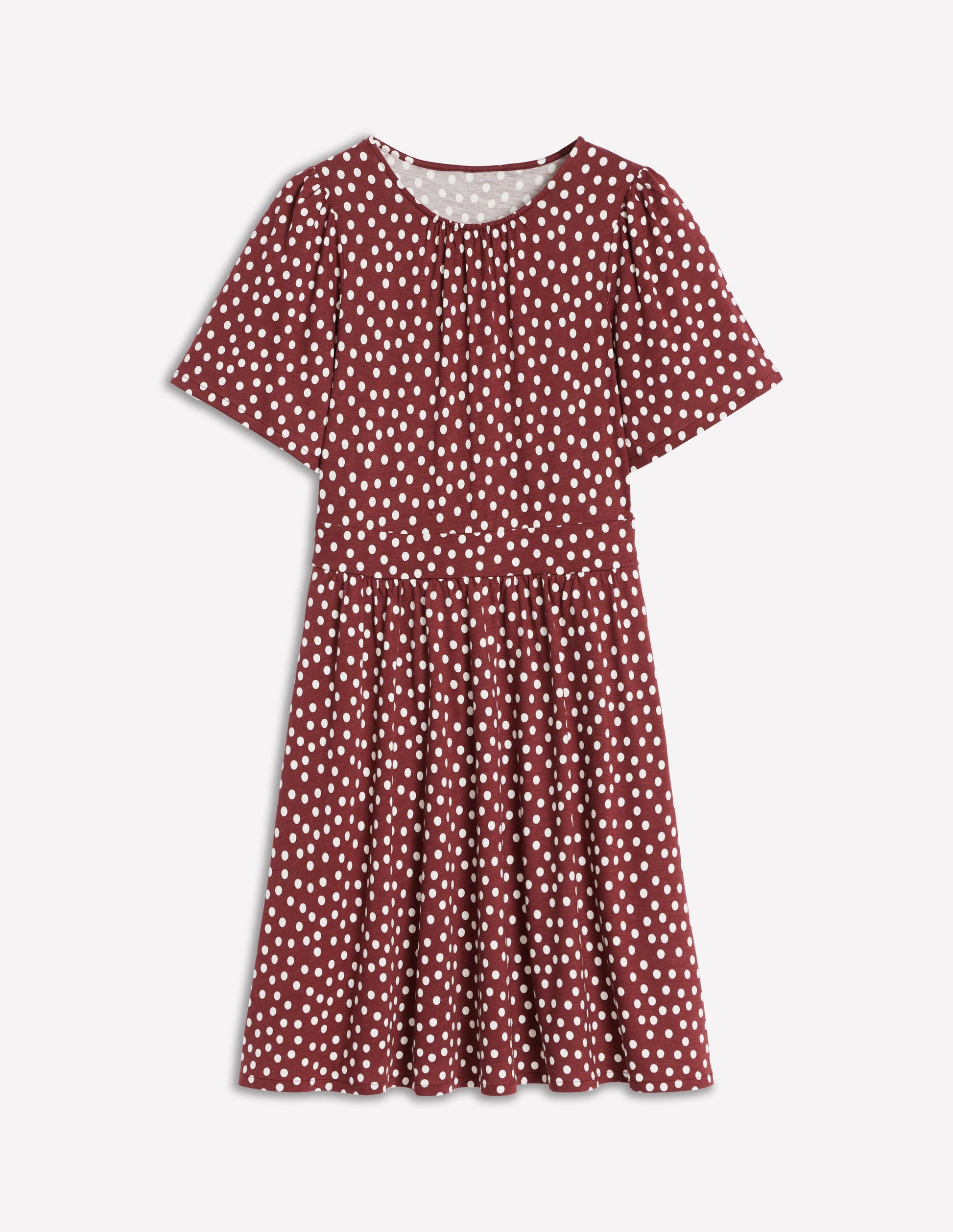 Louisa Short Jersey Dress-Chestnut, Painted Dot-5