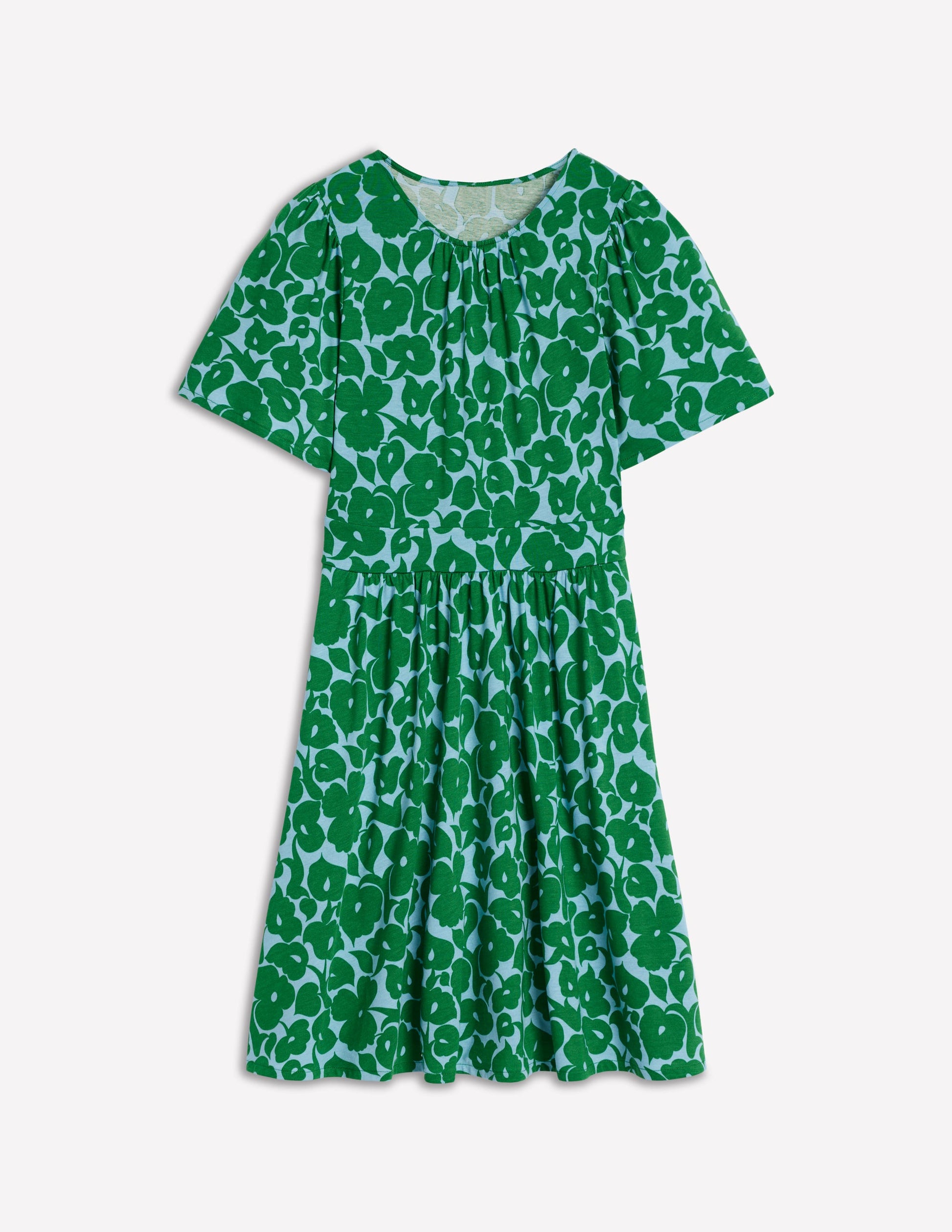 Louisa Short Jersey Dress-Highland Green, Leafy Grove-6