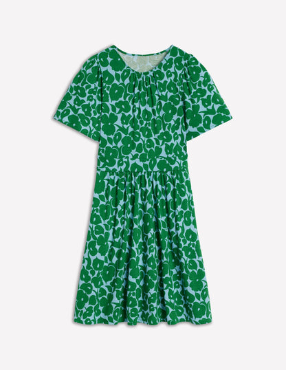 Louisa Short Jersey Dress-Highland Green, Leafy Grove-6