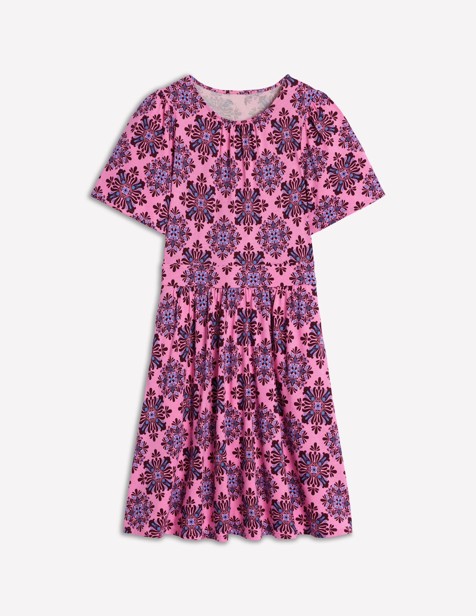 Louisa Short Jersey Dress-Pink Lemonade, Bloom Mosaic-5