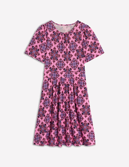 Louisa Short Jersey Dress-Pink Lemonade, Bloom Mosaic-5