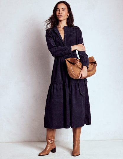 Cecily Cord Midi Dress-Navy-1