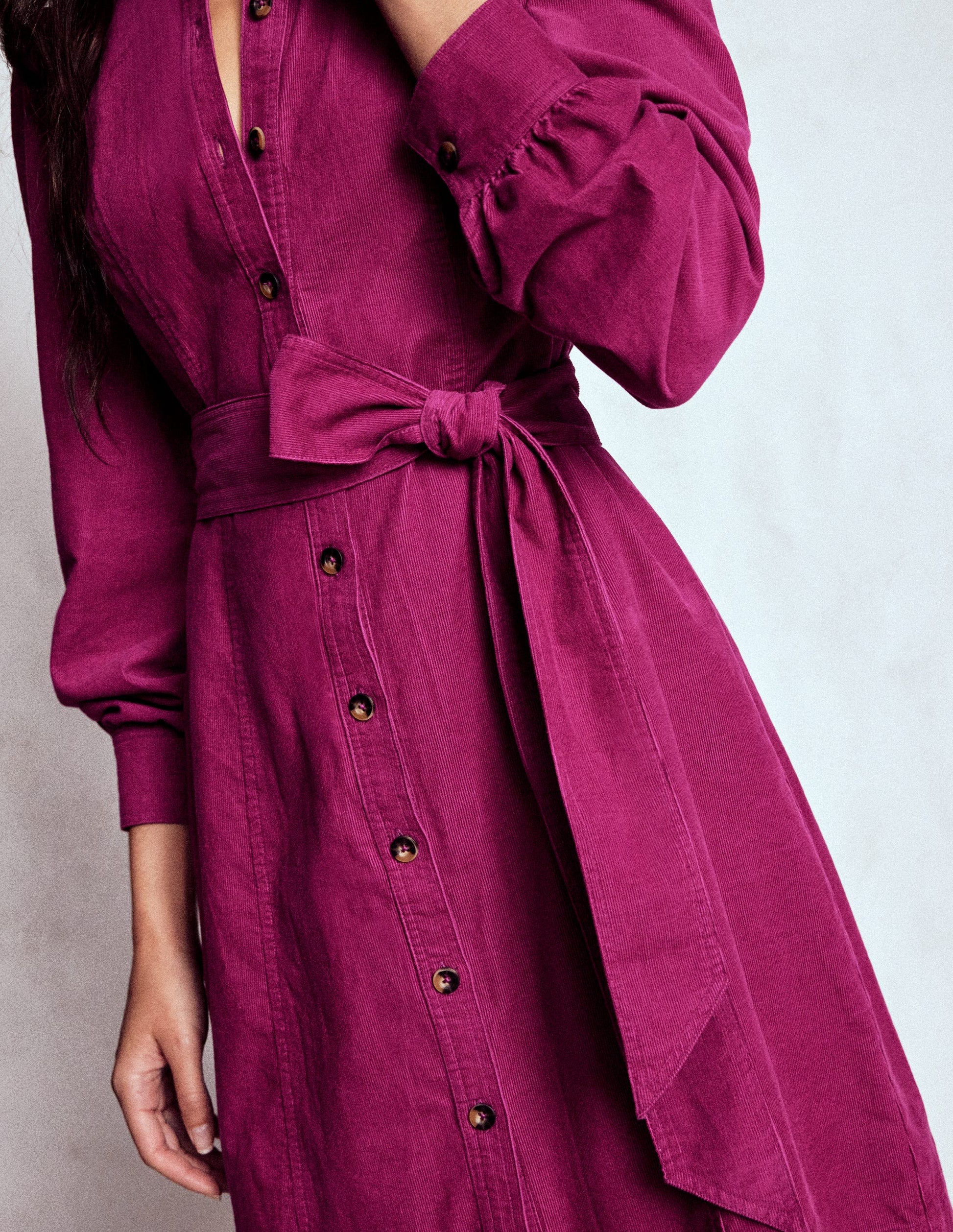 Bre Cord Short Dress-Rich Magenta-3
