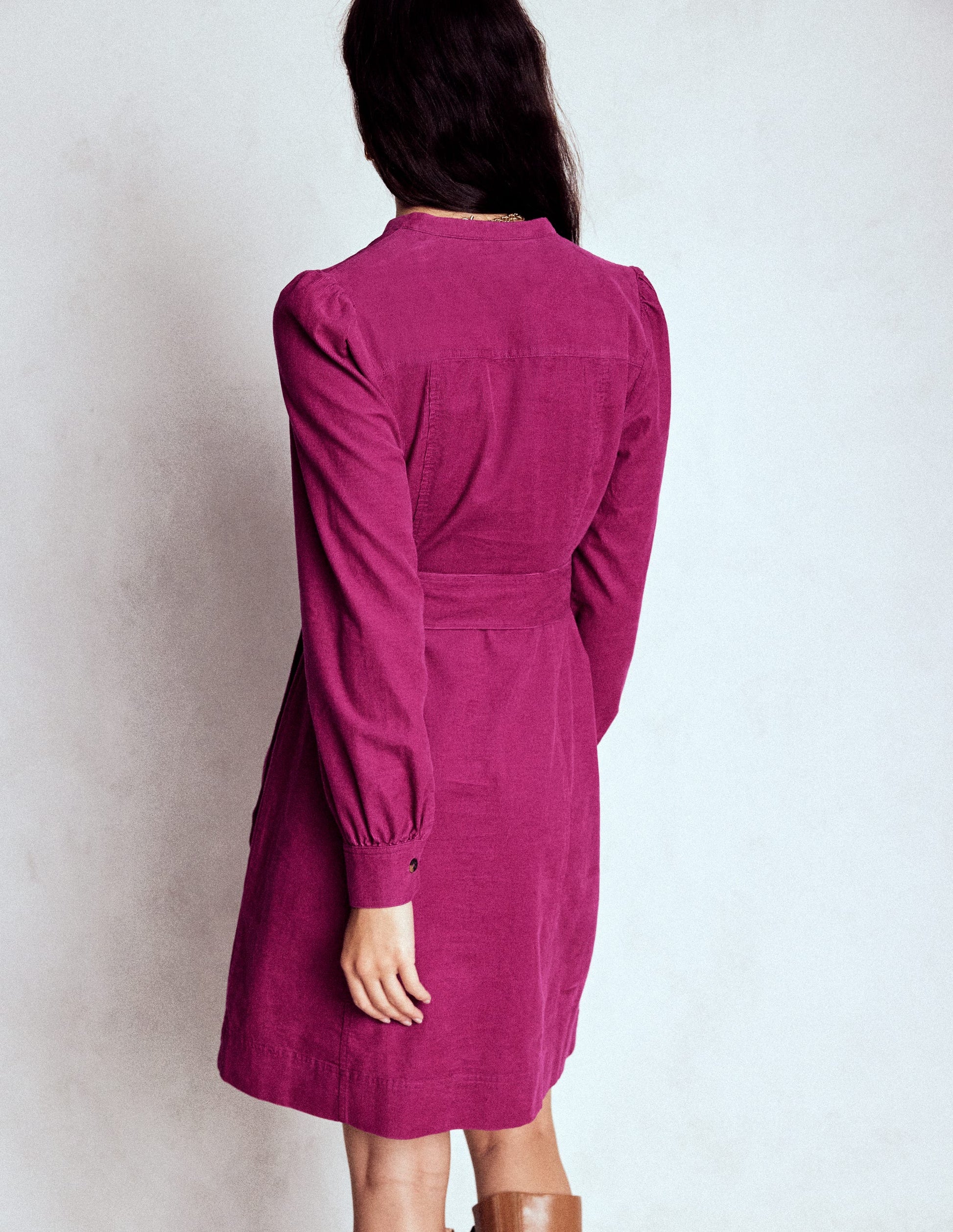 Bre Cord Short Dress-Rich Magenta-4