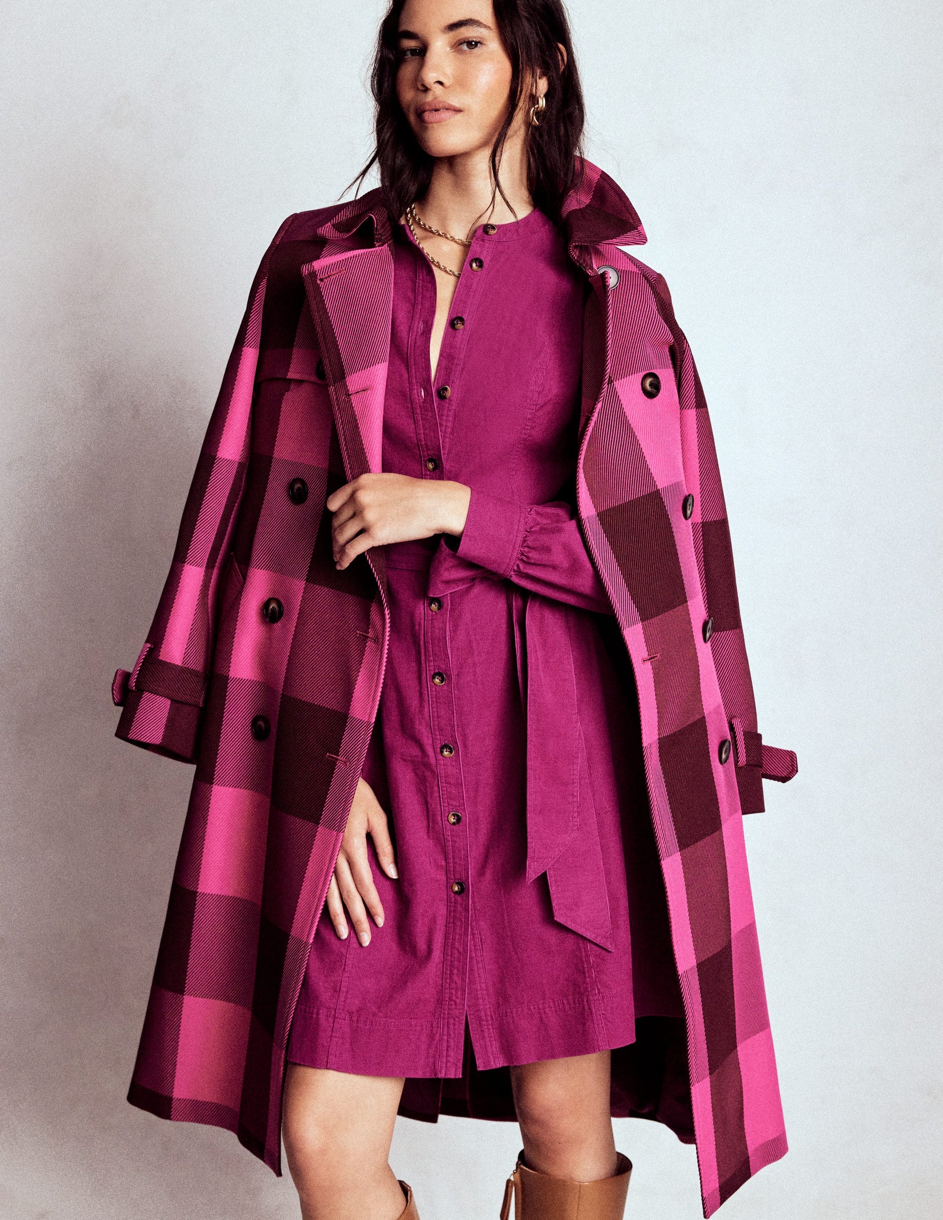 Bre Cord Short Dress-Rich Magenta-6