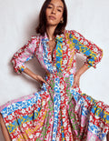 Pleat Skirt Shirt Dress-Multi, Dahlia Trail Stripe