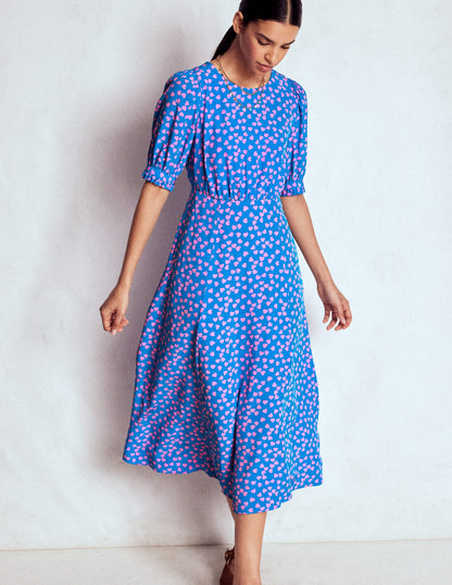 Blanca Midi Tea Dress-Kingfisher Blue, Heart Cascade-1