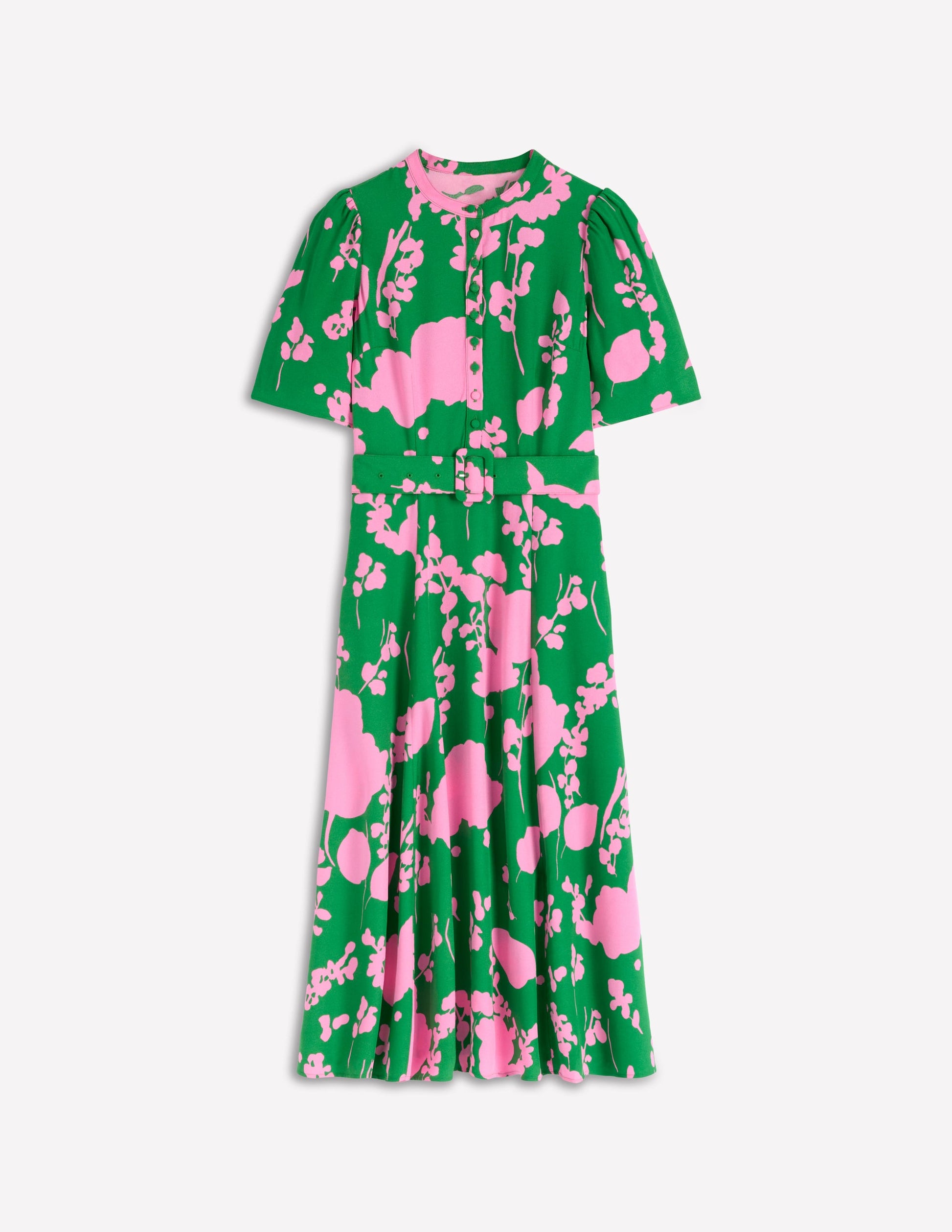 Kate Puff Sleeve Belted Dress-Highland Green, Dainty Sprigs-6
