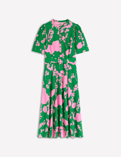 Kate Puff Sleeve Belted Dress-Highland Green, Dainty Sprigs-6